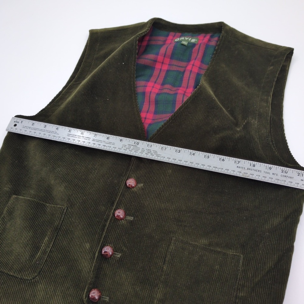 Orvis Olive Green Corduroy Vest Men's L Casual Dressy Outdoors Great Condition - Picture 5 of 8